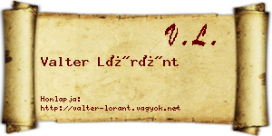 Valter Lóránt névjegykártya